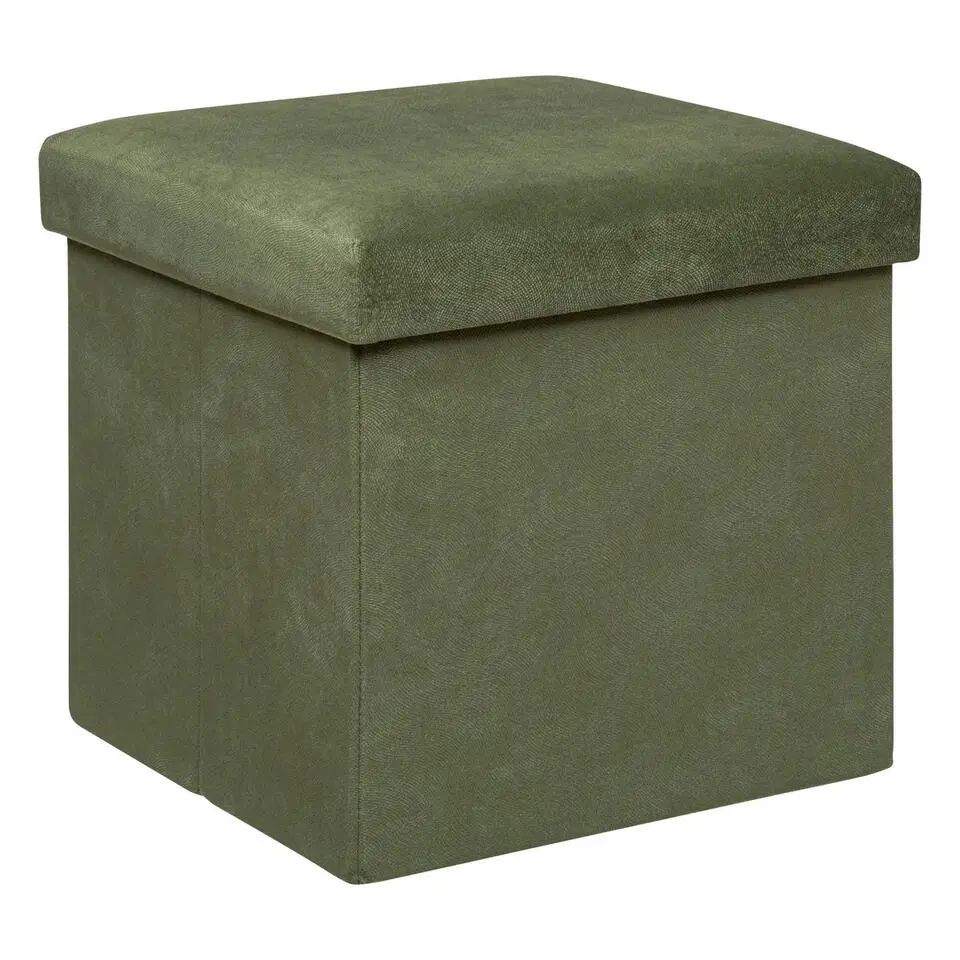Atmosphera Storage Poef/hocker - Opvouwbaar - Dennengroen - 38x38 cm