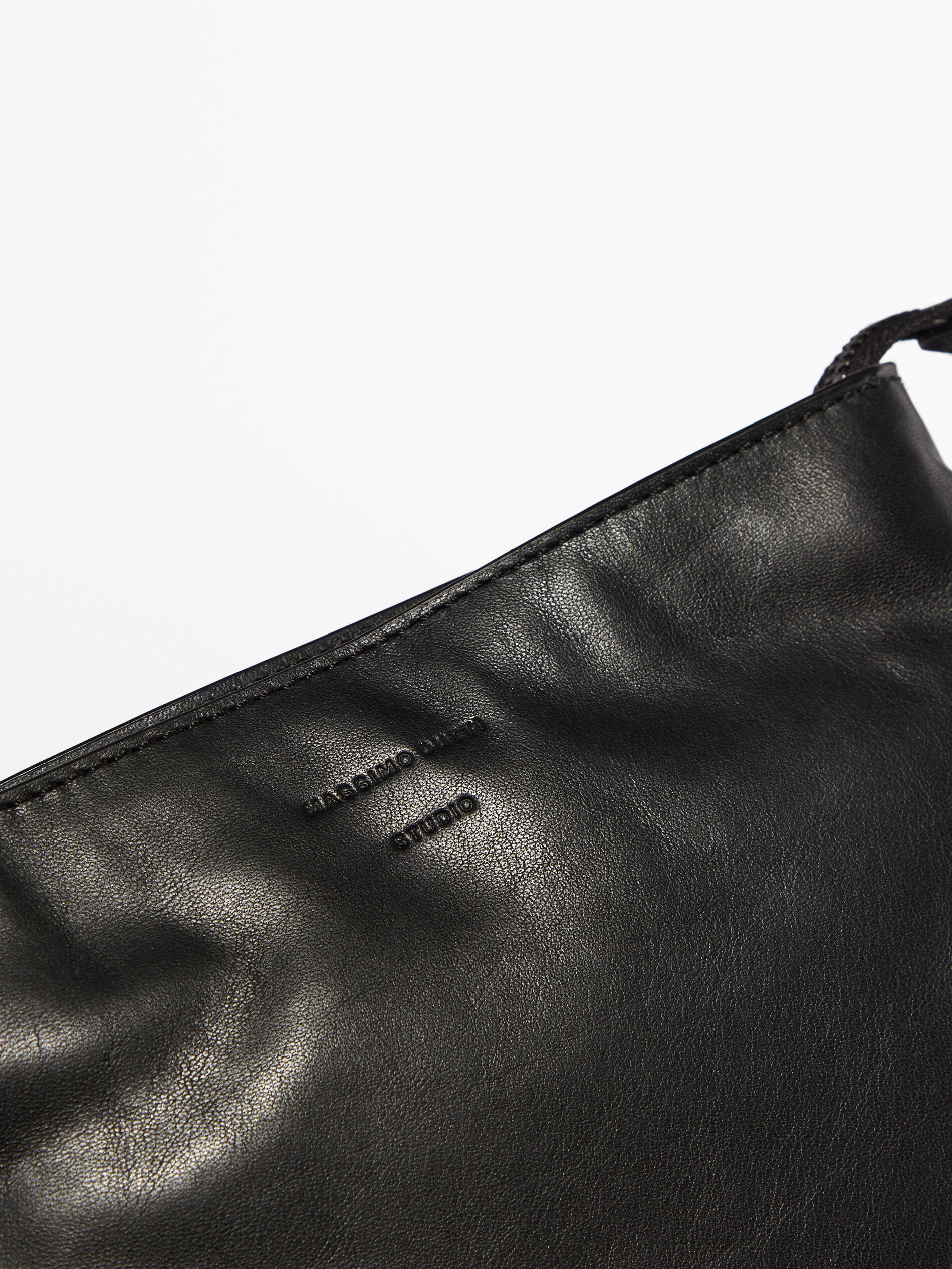 Bolsa de couro com alça - Studio - PRETA