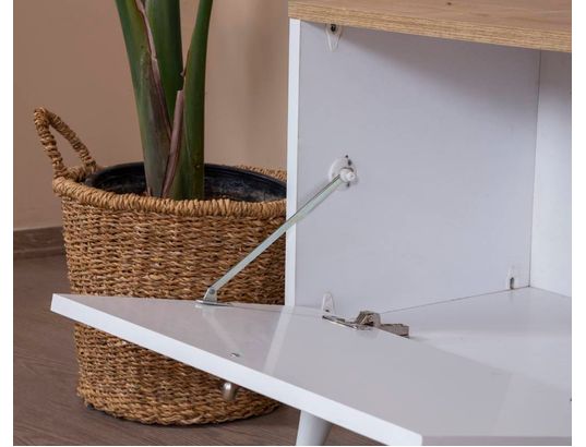 CONCEPT1 - Meuble TV Bohemian chene blanc 180 x 41 x h55 cm