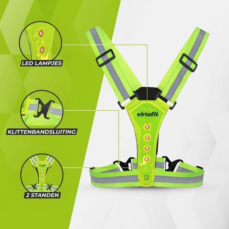 VirtuFit Reflecterend Veiligheidsvest met LED - Hardloop Verlichting - Geel - Hardloophesje
