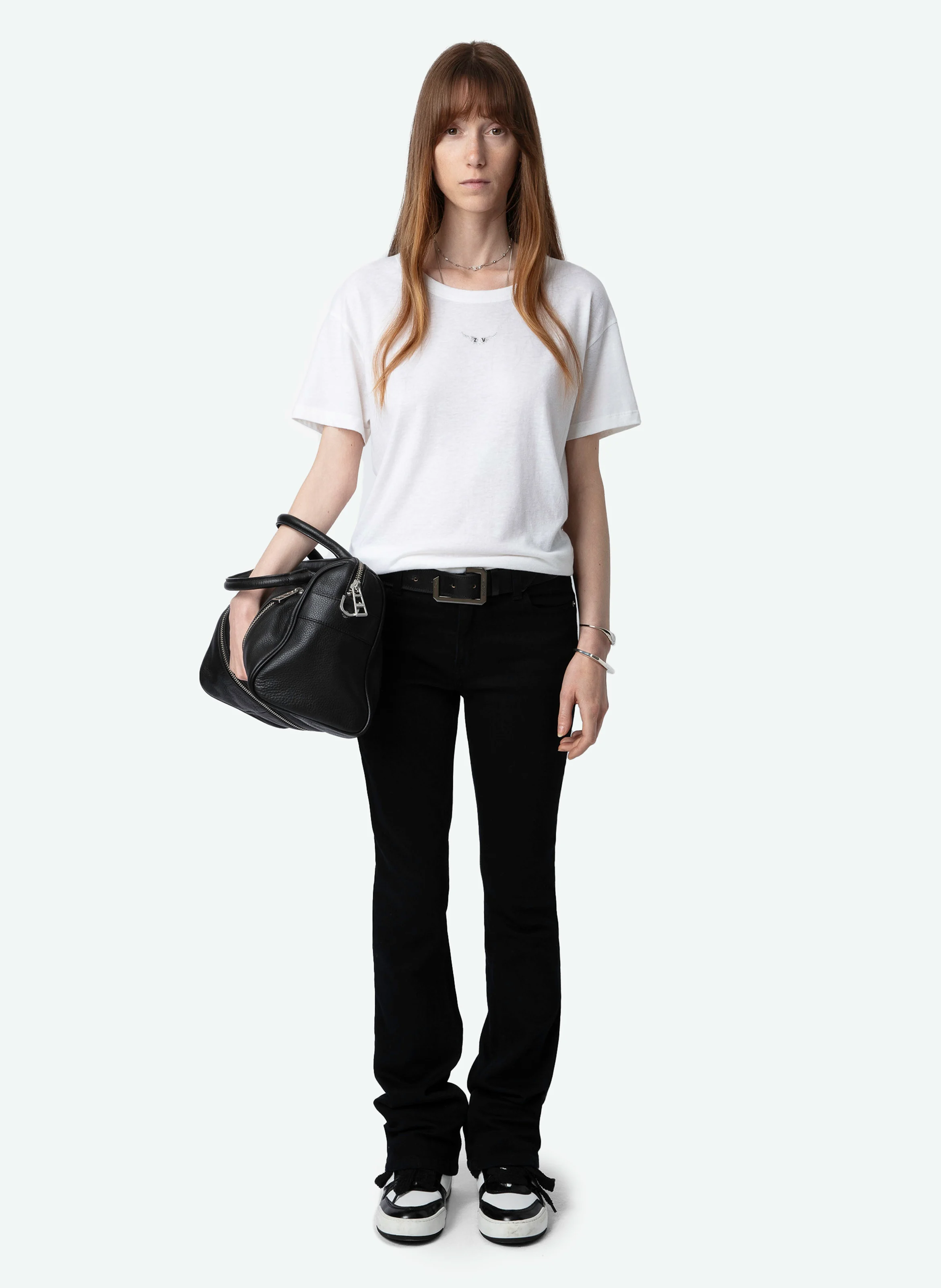MARTA - Tee-shirt droit en coton et lin mélangés | Blanc