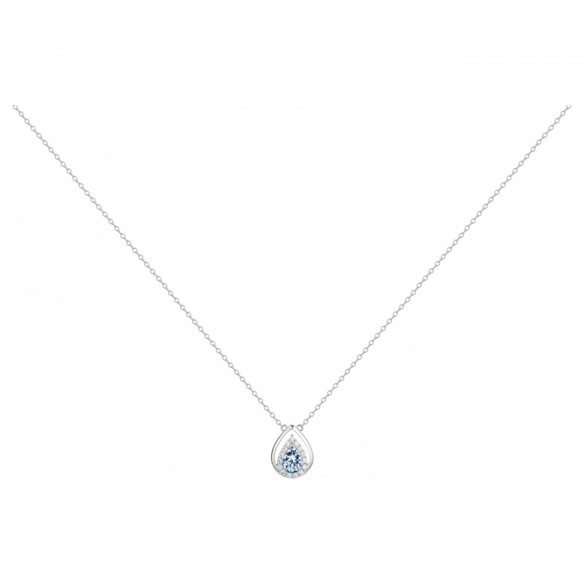 Collier mono-motif en Argent avec spinelle bleu topaze