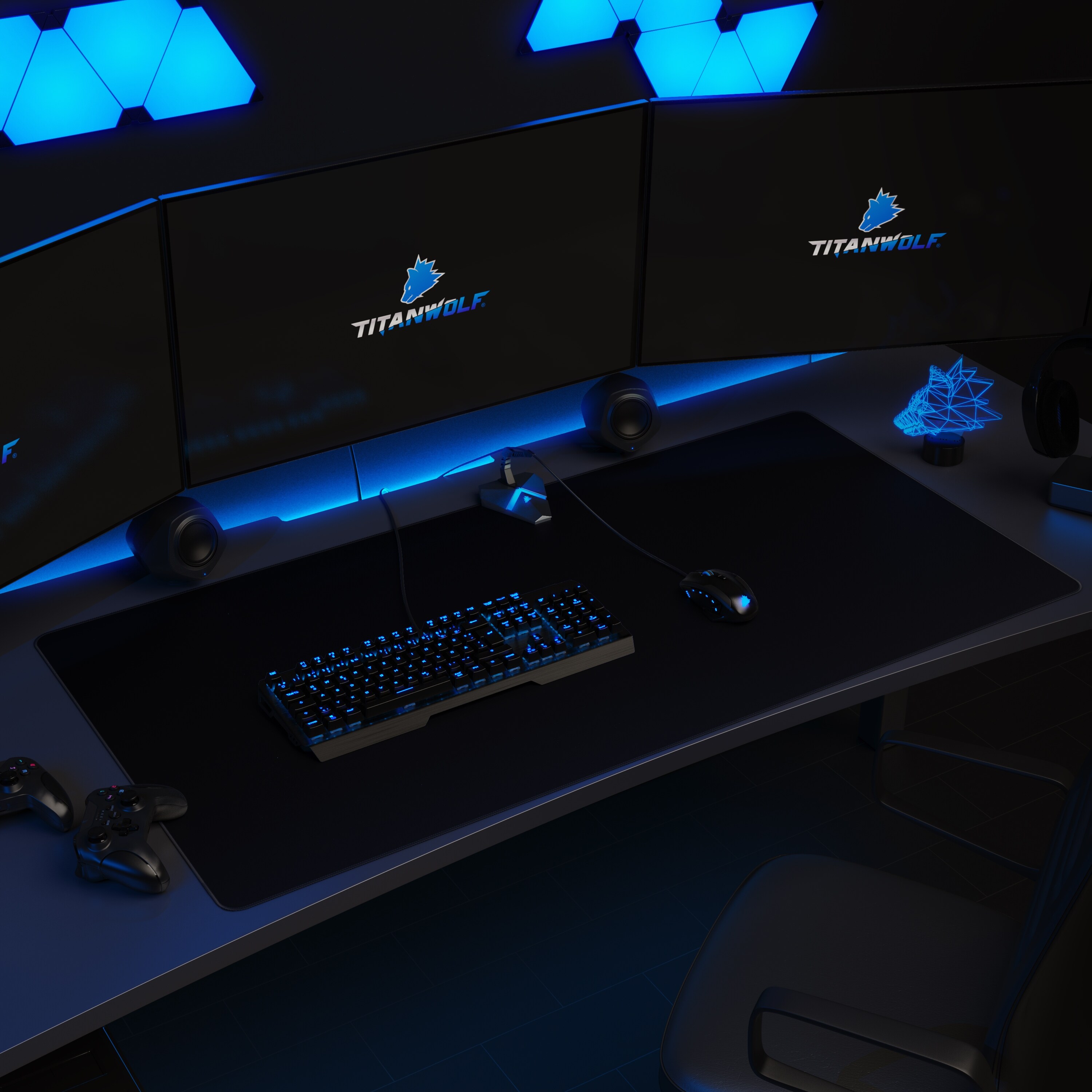 Titanwolf Gaming Mauspad, XXXL Speed Mousepad 1200 x 600 mm, Geschwindigkeit & Präzision, schwarz