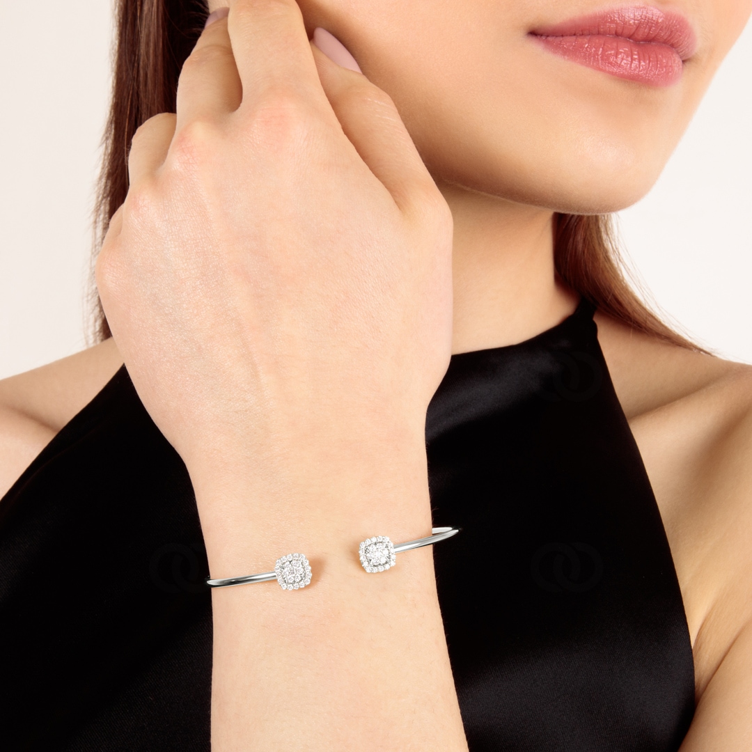 0.50 Karat Diamantarmreif offen 750/18 K Weissgold