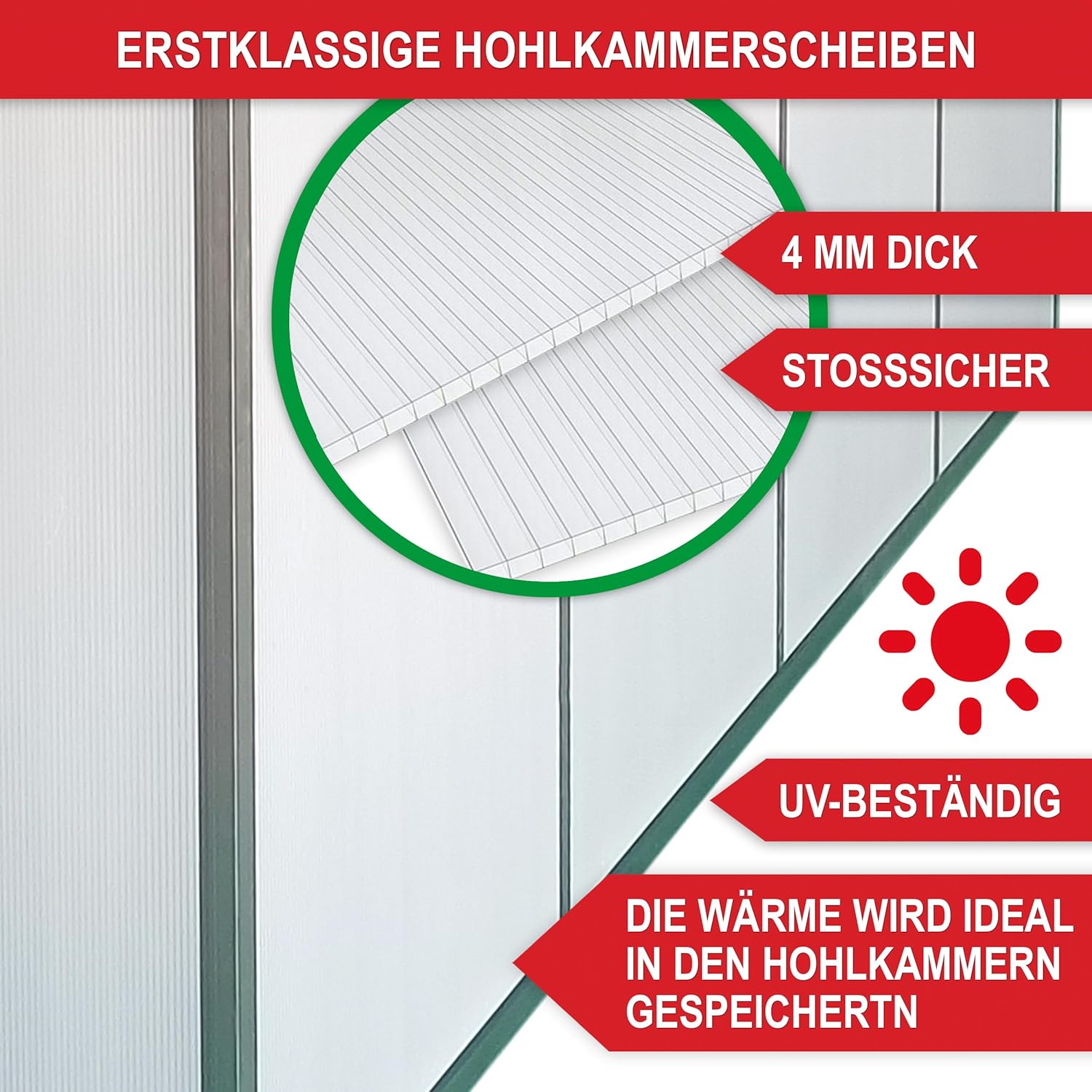 stabiles Aluminium Gewächshaus mit Dachfenster – Garten Frühbeet ideal für die Anzucht von Tomaten Blumen – vielseitig nutzbar als Treibhaus, Tomatengewächshaus Pflanzenhaus (L)