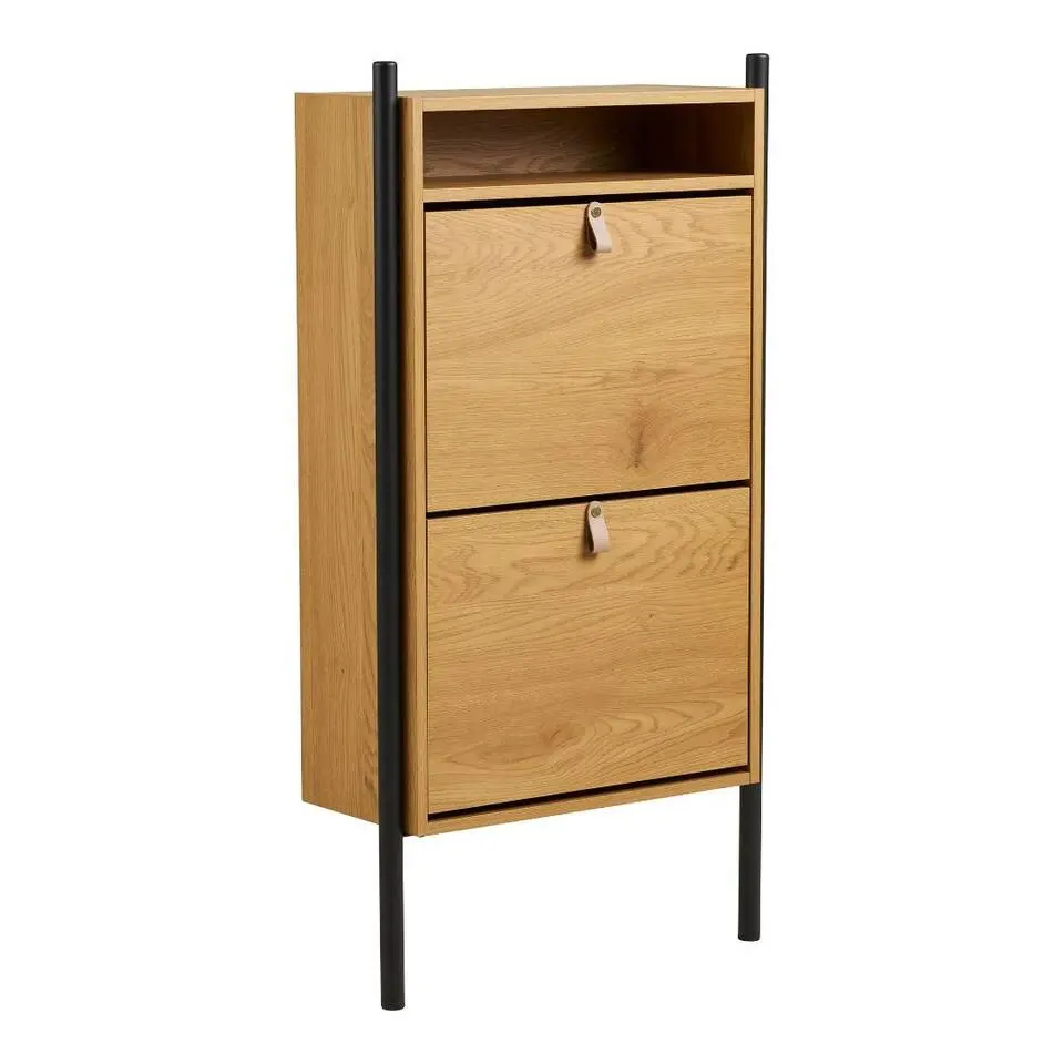 Hioshop Elna schoenenkast 2 kleppen eikendecor