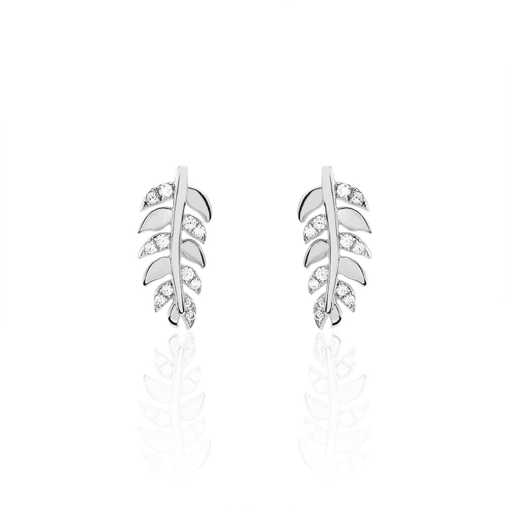Boucles D'oreilles Puces Jade Argent Blanc Oxyde De Zirconium