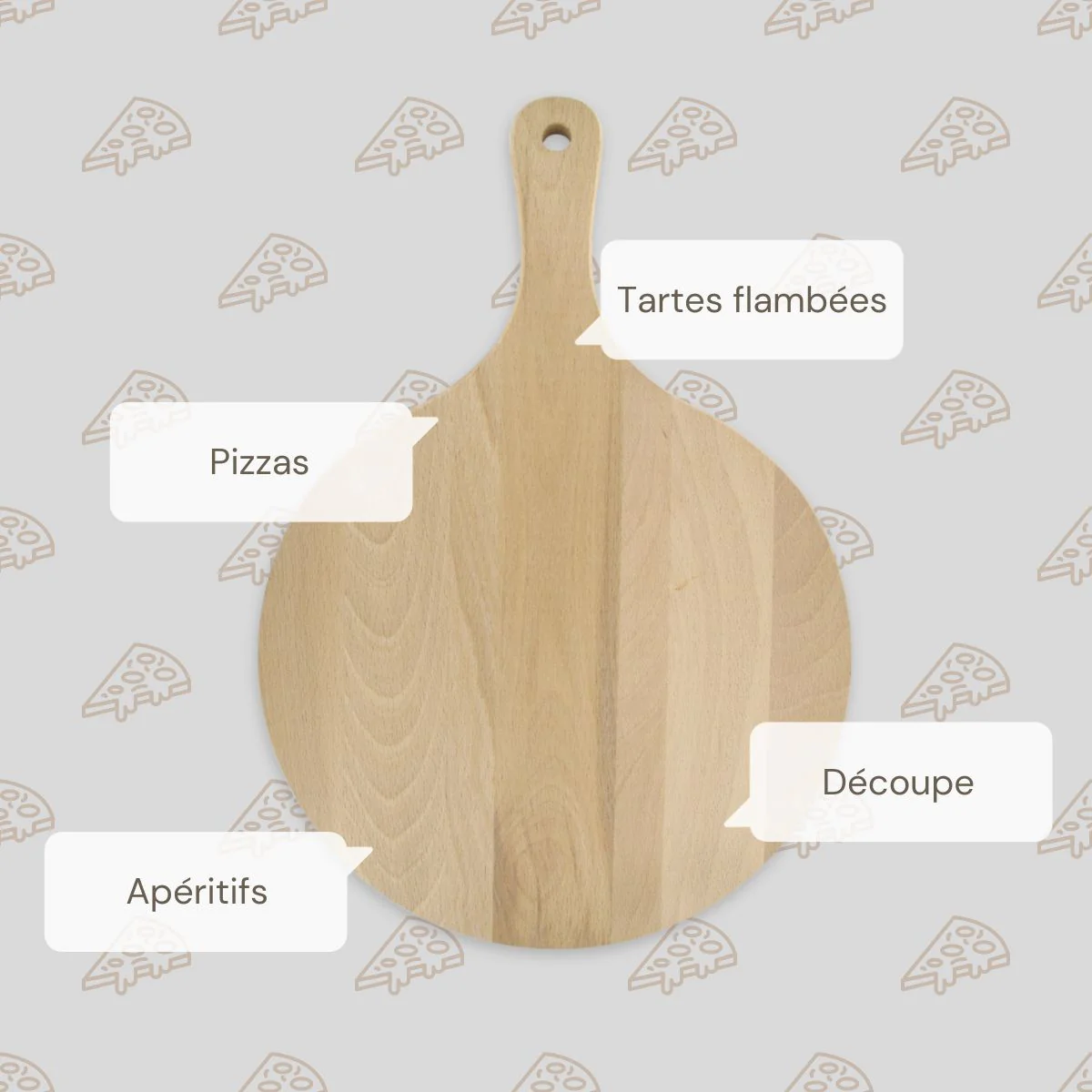 Lot de 4 planches à pizza et tarte flambée en bois Fackelmann Pizzas L