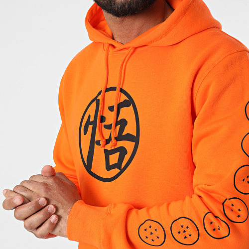 Sweat Capuche Goku Kanji Orange Noir