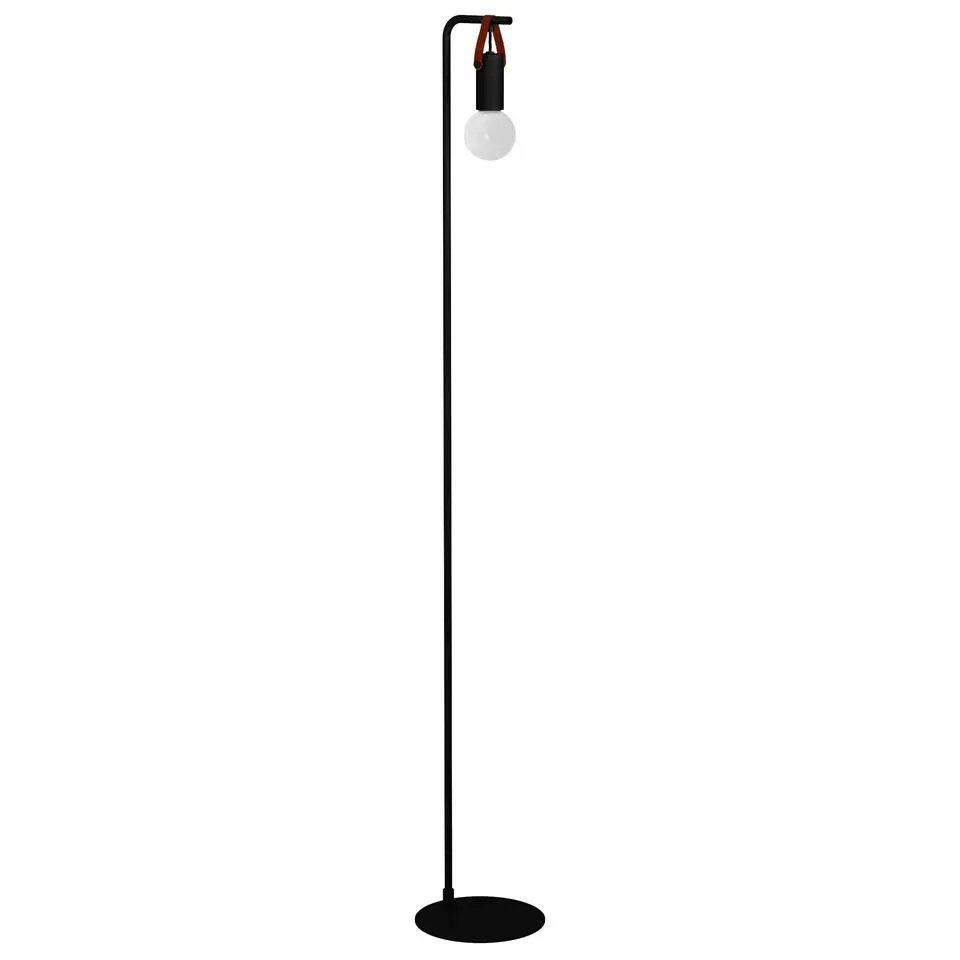 EGLO Apricale Staande lamp - E27 - Leer - Zwart/Bruin