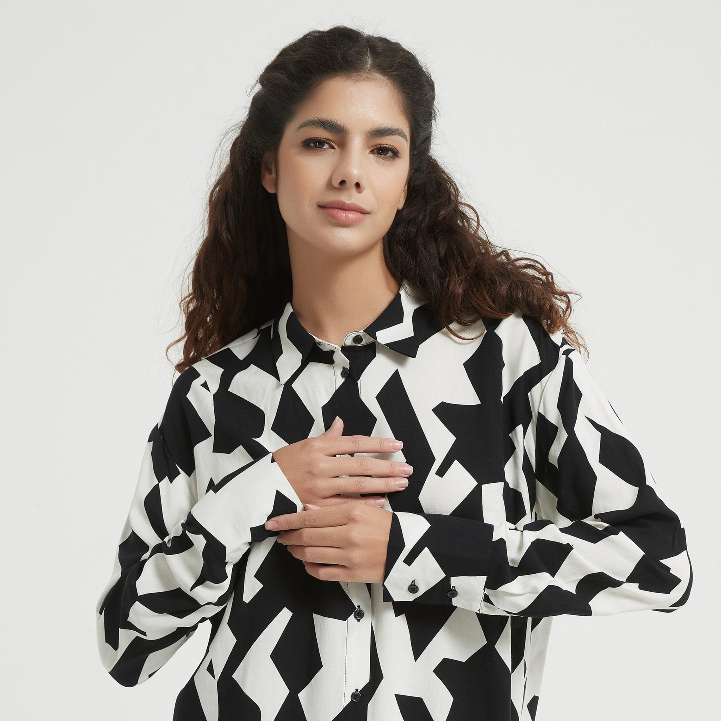 Be You Ladies Mono Print Shirt