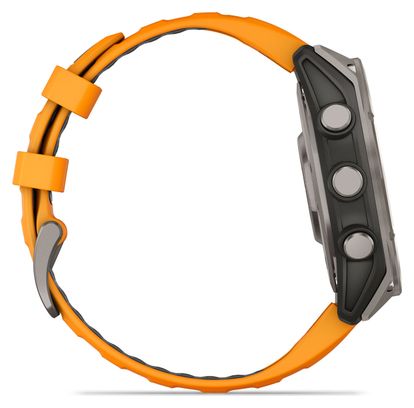 Montre GPS Garmin Fénix 8 AMOLED - 47 mm Sapphire Titane avec Bracelet en Silicone Orange Graphite