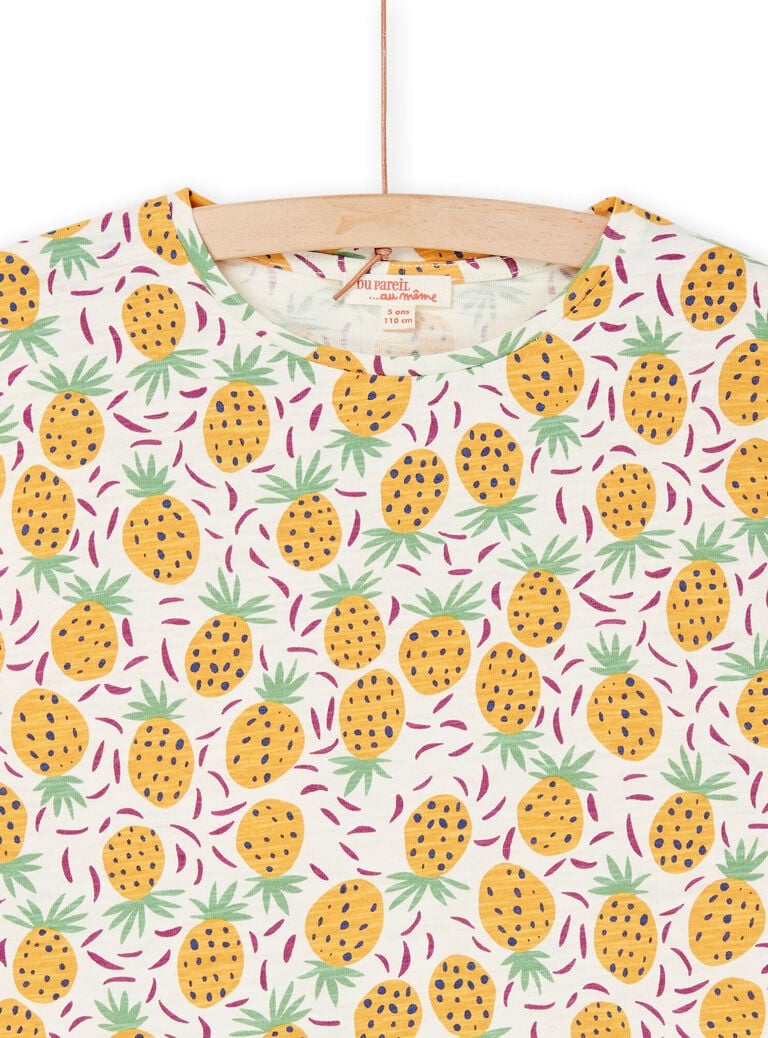 T-shirt écru et jaune à imprimé ananas