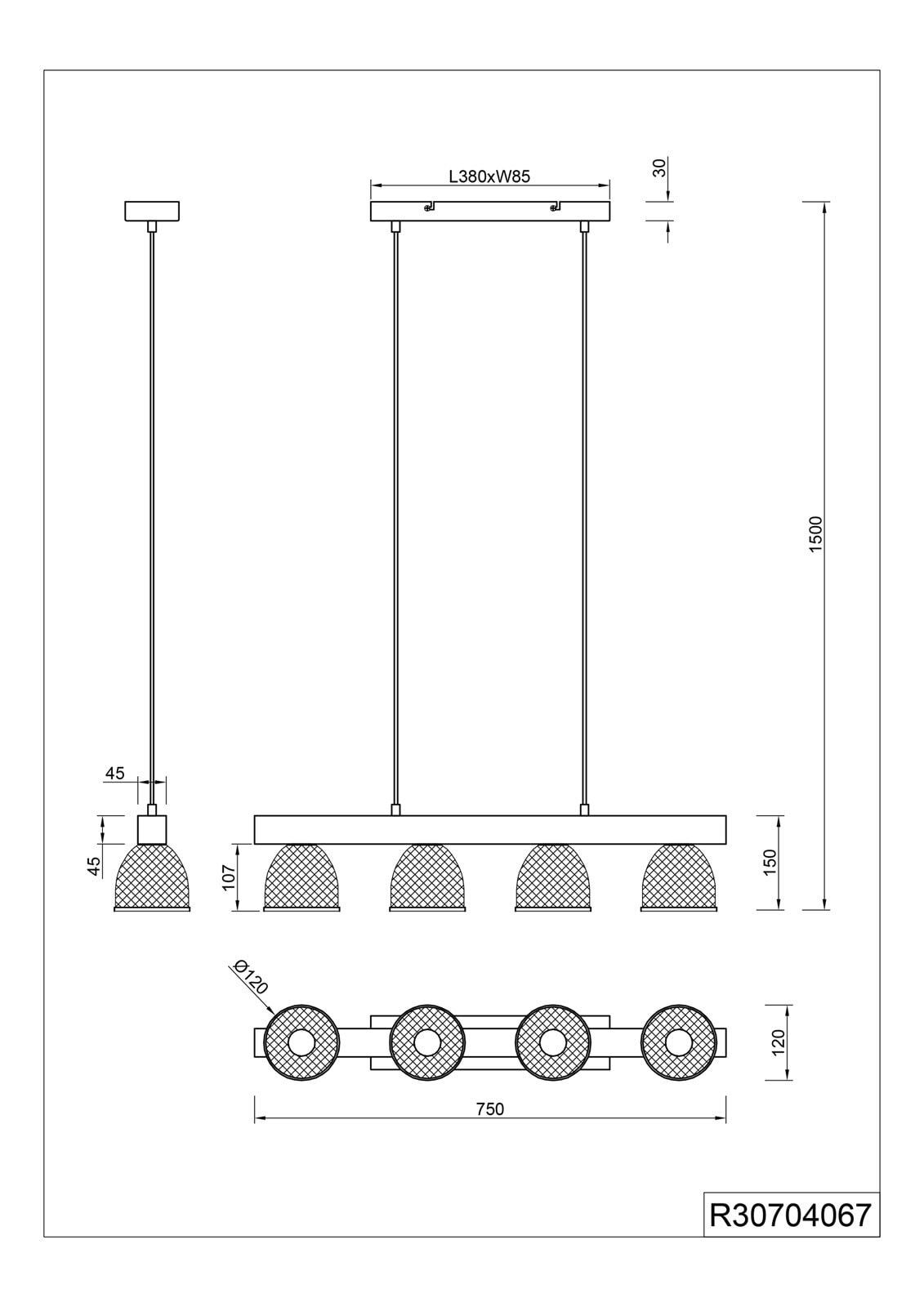 Retrofit Pendellampe CESTINO nickelfarbig