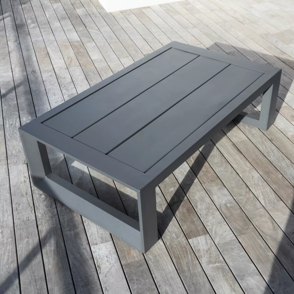 Salon de jardin d'angle aluminium 5 places Elba Gris anthracite