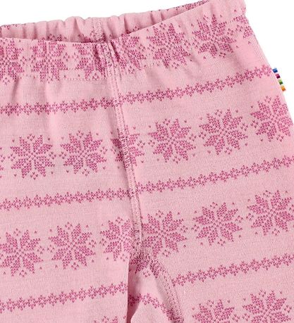 Joha Leggings m. Fod - Uld - Rosa m. M?nster