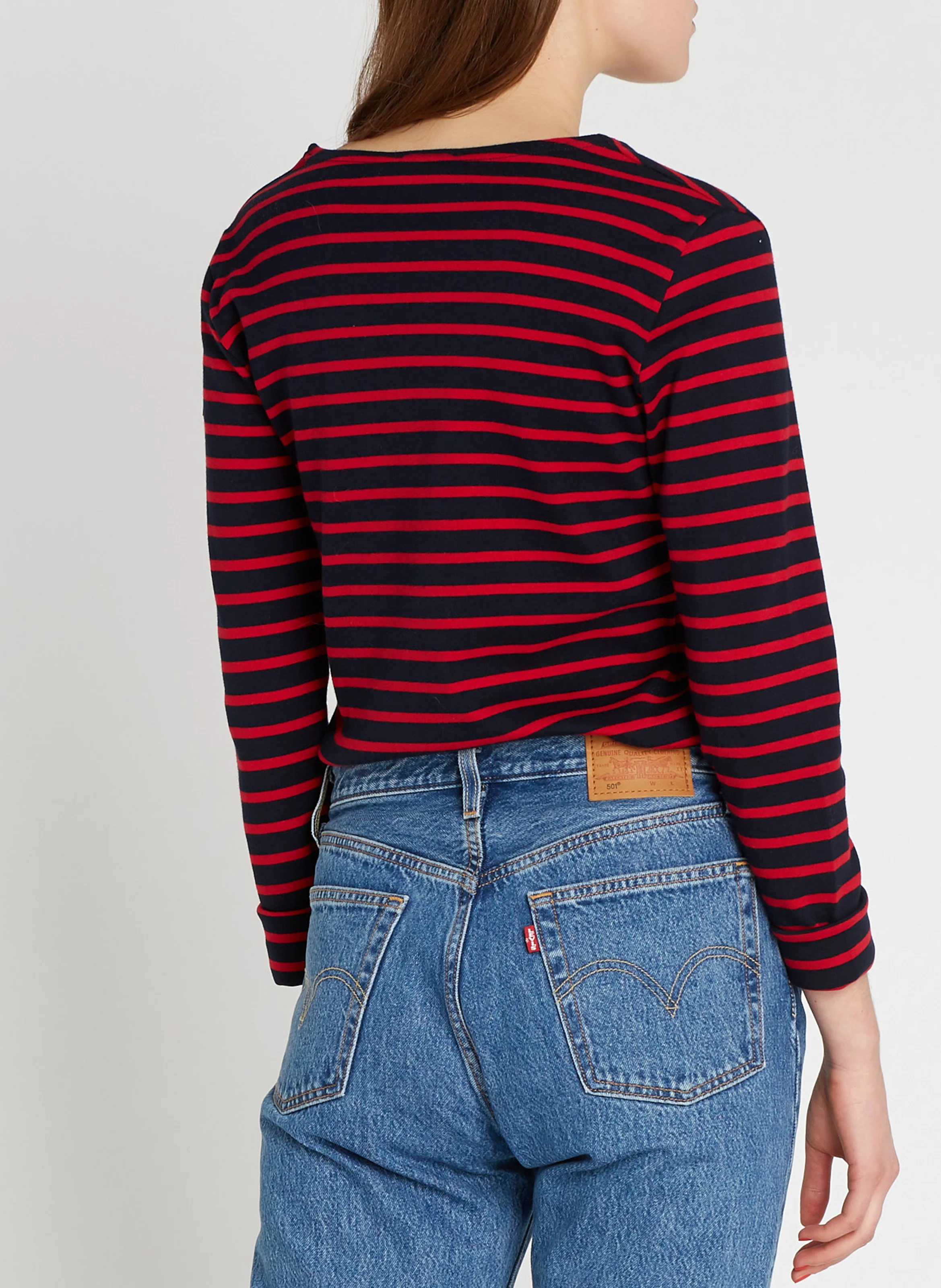 Marinière col rond en coton| Bleu