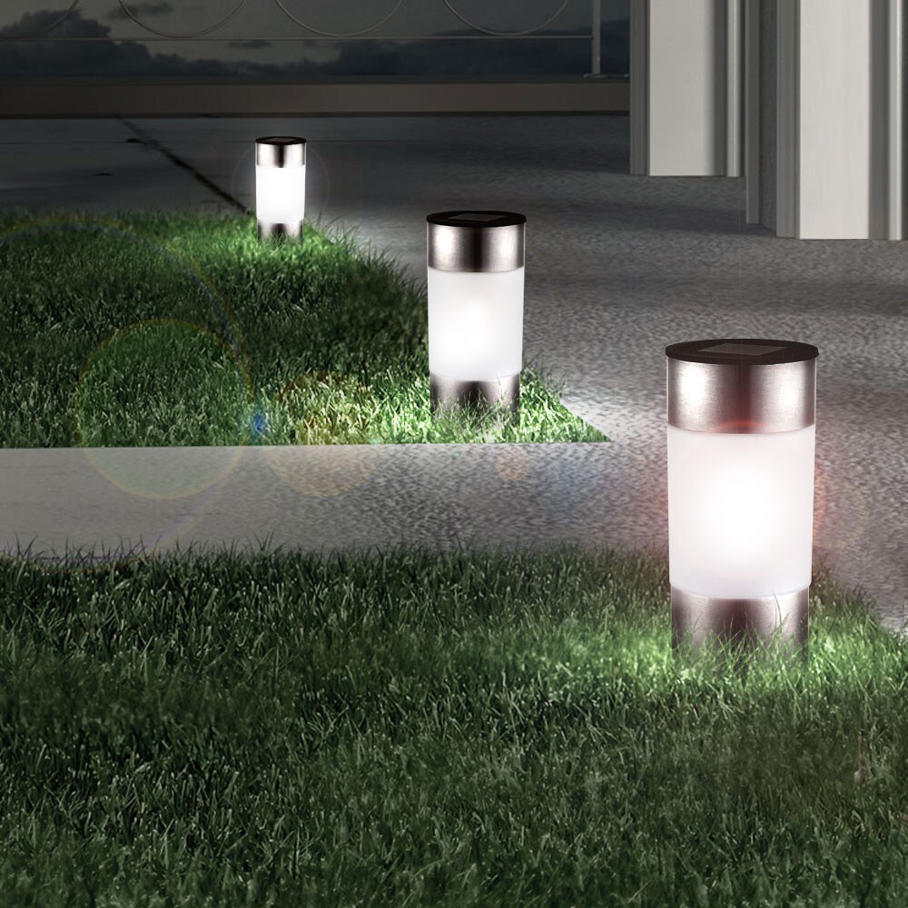 6er Set LED Solar Steckleuchten aus Edelstahl und Kunststoff