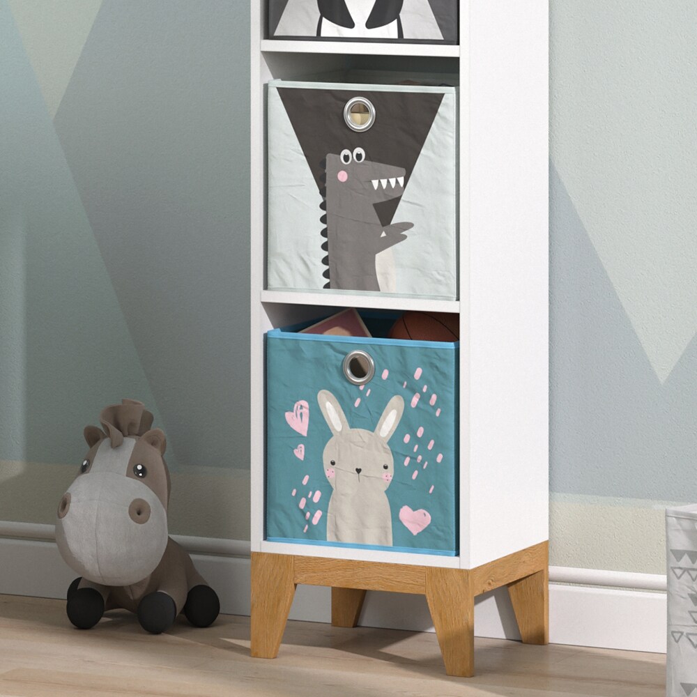 VitaliSpa Kinderregal Hochregal Würfelregal Malia Weiß Eiche modern 35x160 cm Kinderzimmer Regal Kindermöbel Ablage Fach Spielzeugaufbewahrung Spielzeugablage Kinderkleidung