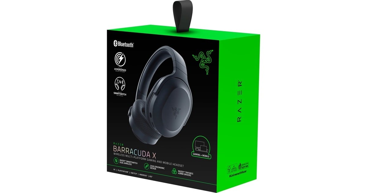 RazerBarracuda X over-ear gaming headset  (Zwart, Bluetooth, Pc, PlayStation 4, PlayStation 5, Xbox Series X|S, Nintendo Switch)