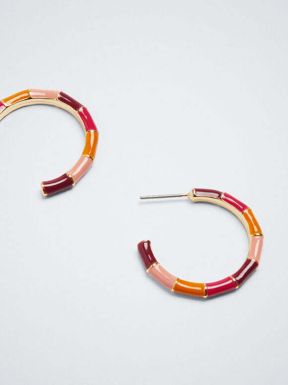 Brincos de argola com esmalte - Multicor