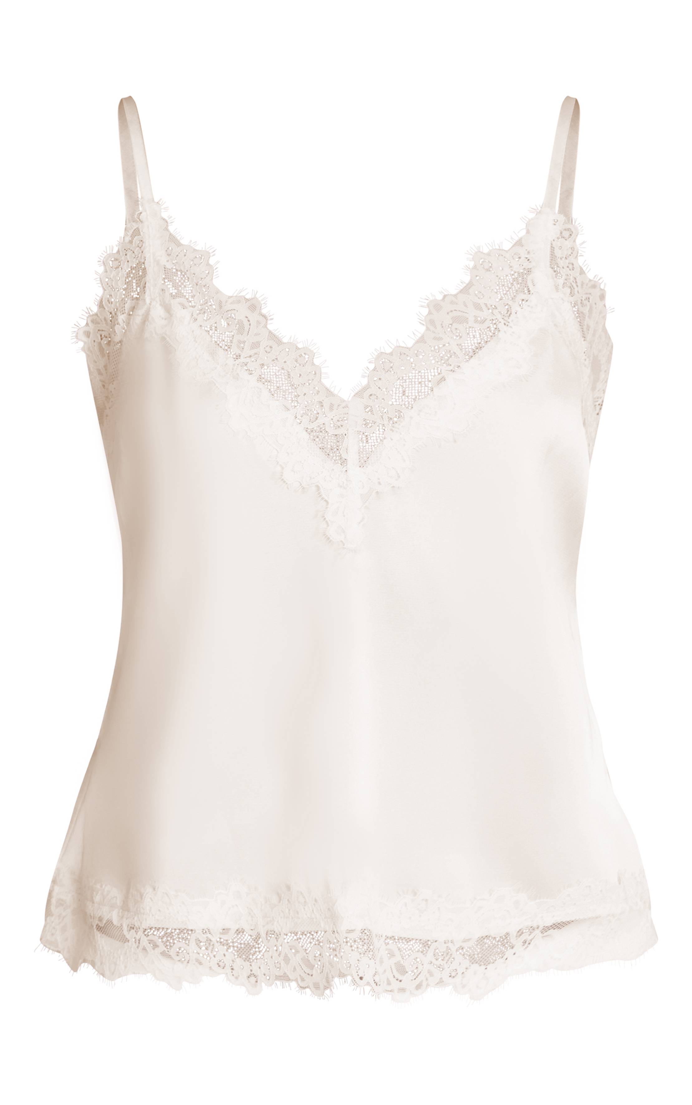Crème Top Caraco En Satin À Col V Avec Détails De Finition
