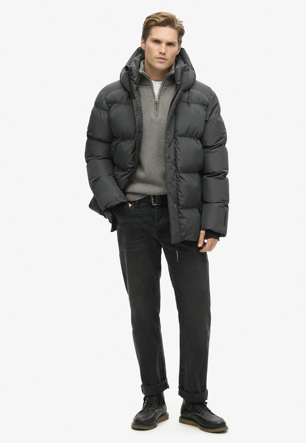 Superdry HOODED 5 BAFFLE SPORTS PUFFER Ebony