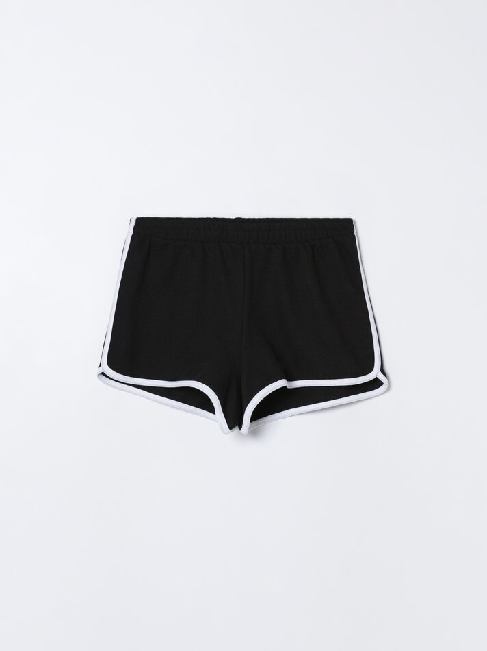 Conjunto de 4 shorts básicos de fleece com detalhes - Laranja Claro