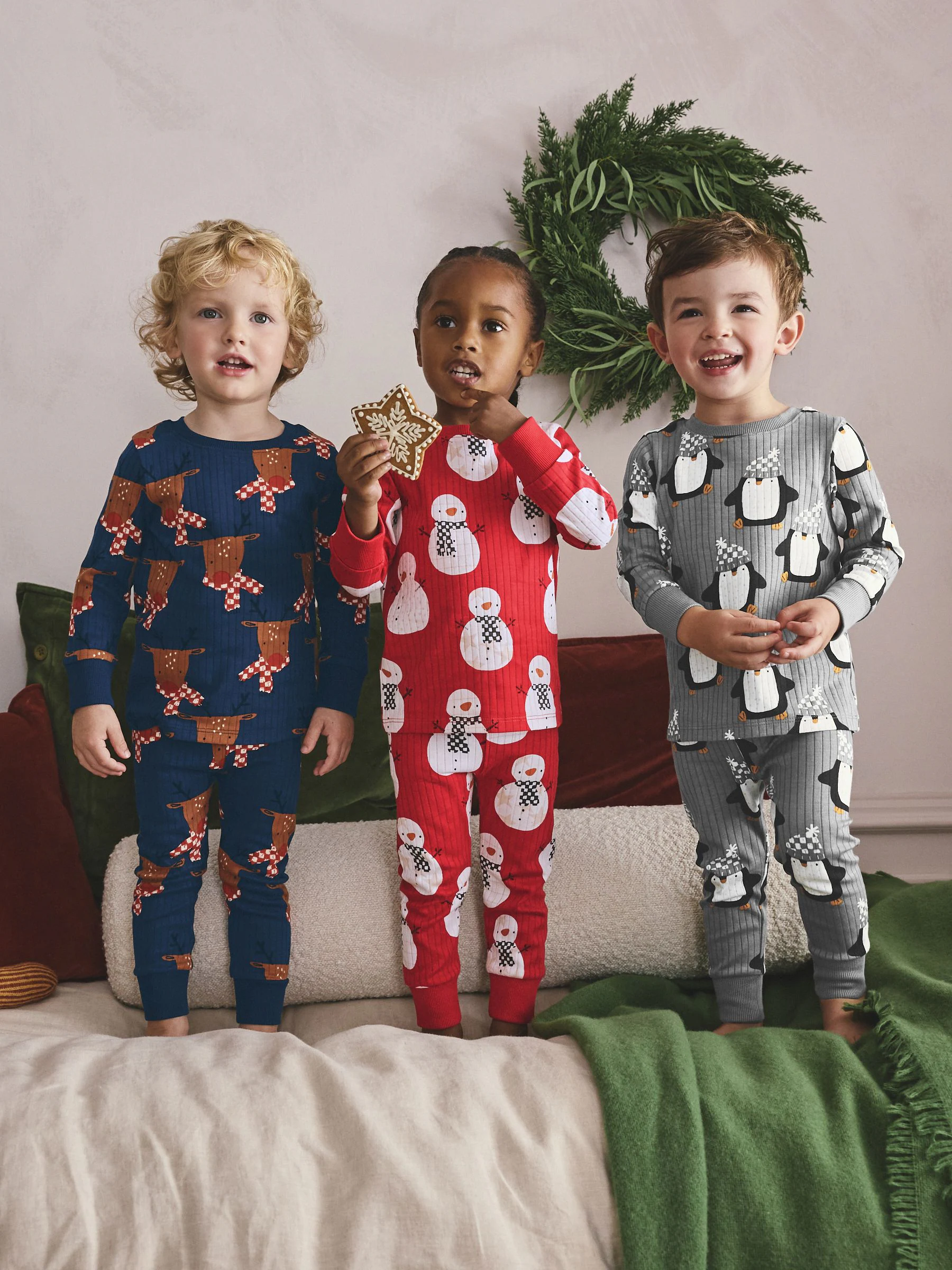 Rood - Set van 3 knusse Kerstmis Pyjama's (9mnd-10jr)