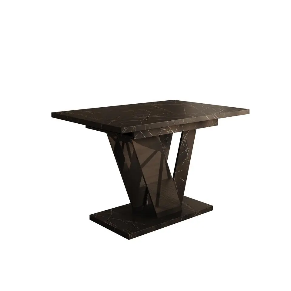 Meubella - Eetkamertafel Dayman - Zwart marmer - 160 cm - Uitschuifbaar