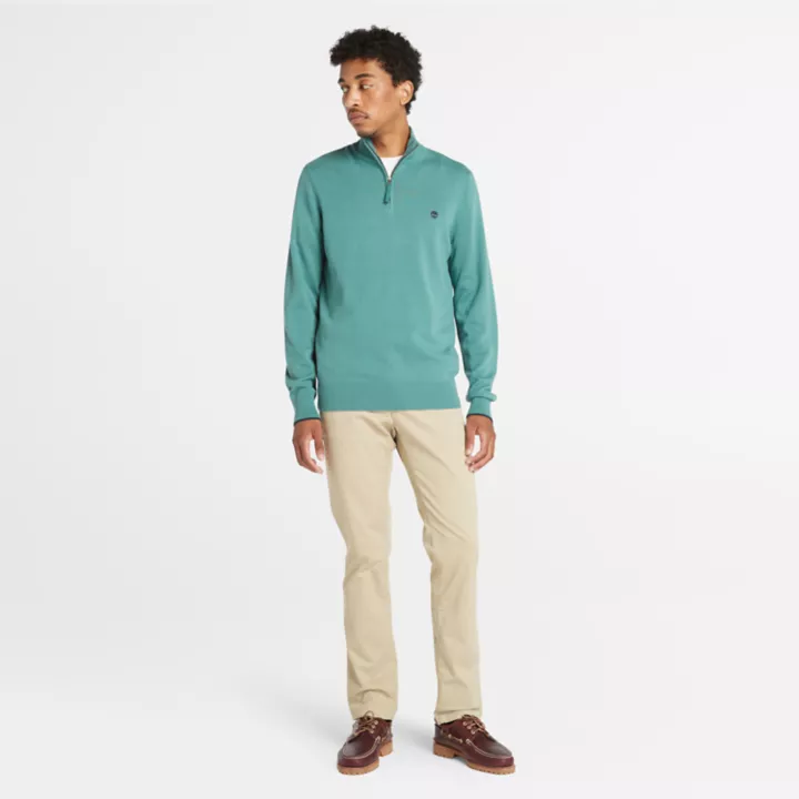 Pull semi-zippé Williams River pour homme en bleu sarcelle