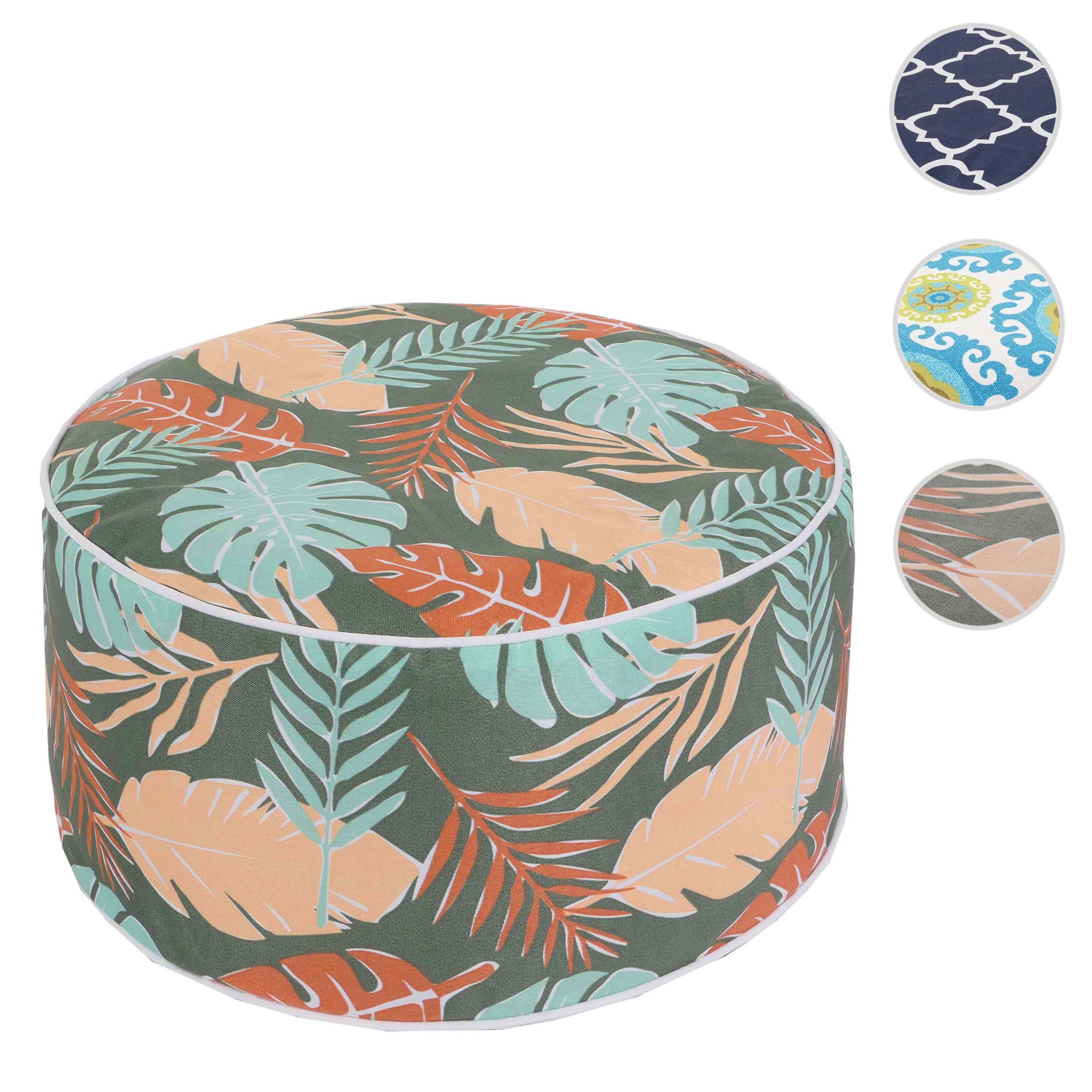 Sitzhocker MCW-G31, Pouf Sitzkissen Sitzsack Gartenhocker, aufblasbar In-/Outdoor Spun Poly 29x55cm ~ Blatt-Design