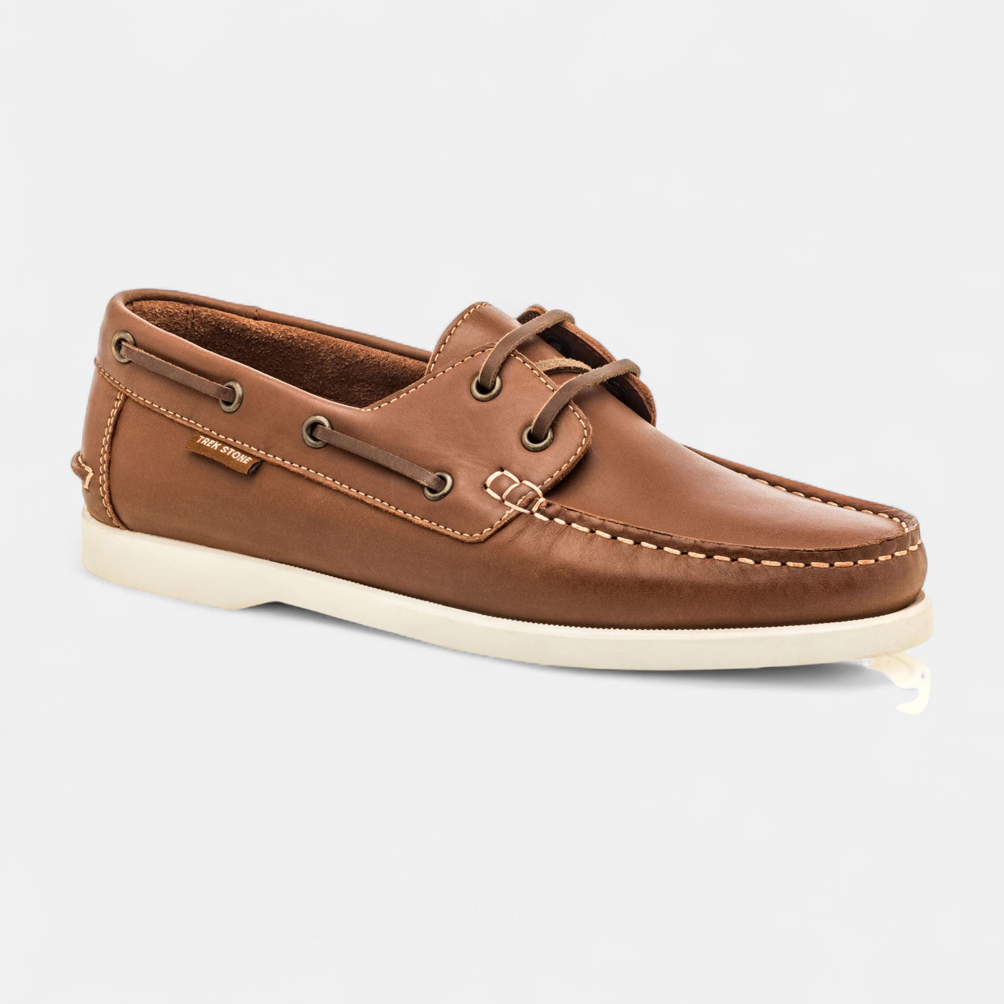 Chaussures bateau Homme en cuir cognac