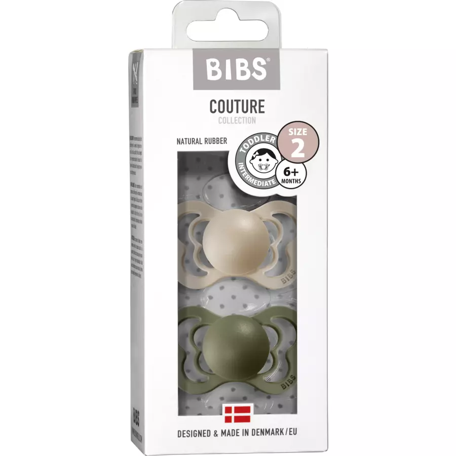 BIBS® Schnuller Couture Olive  Vanilla Latex 6-36 Monate, 2 Stk.