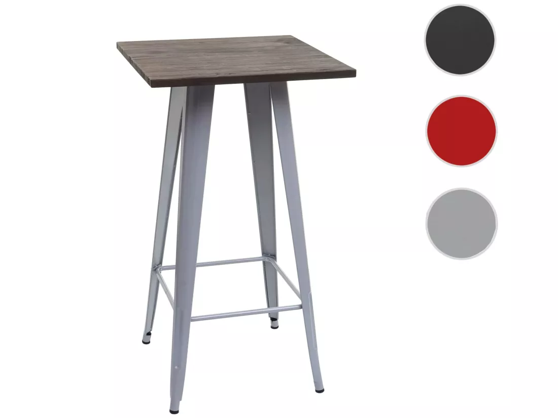 Table haute MCW-A73, plateau en bois inclus, gris