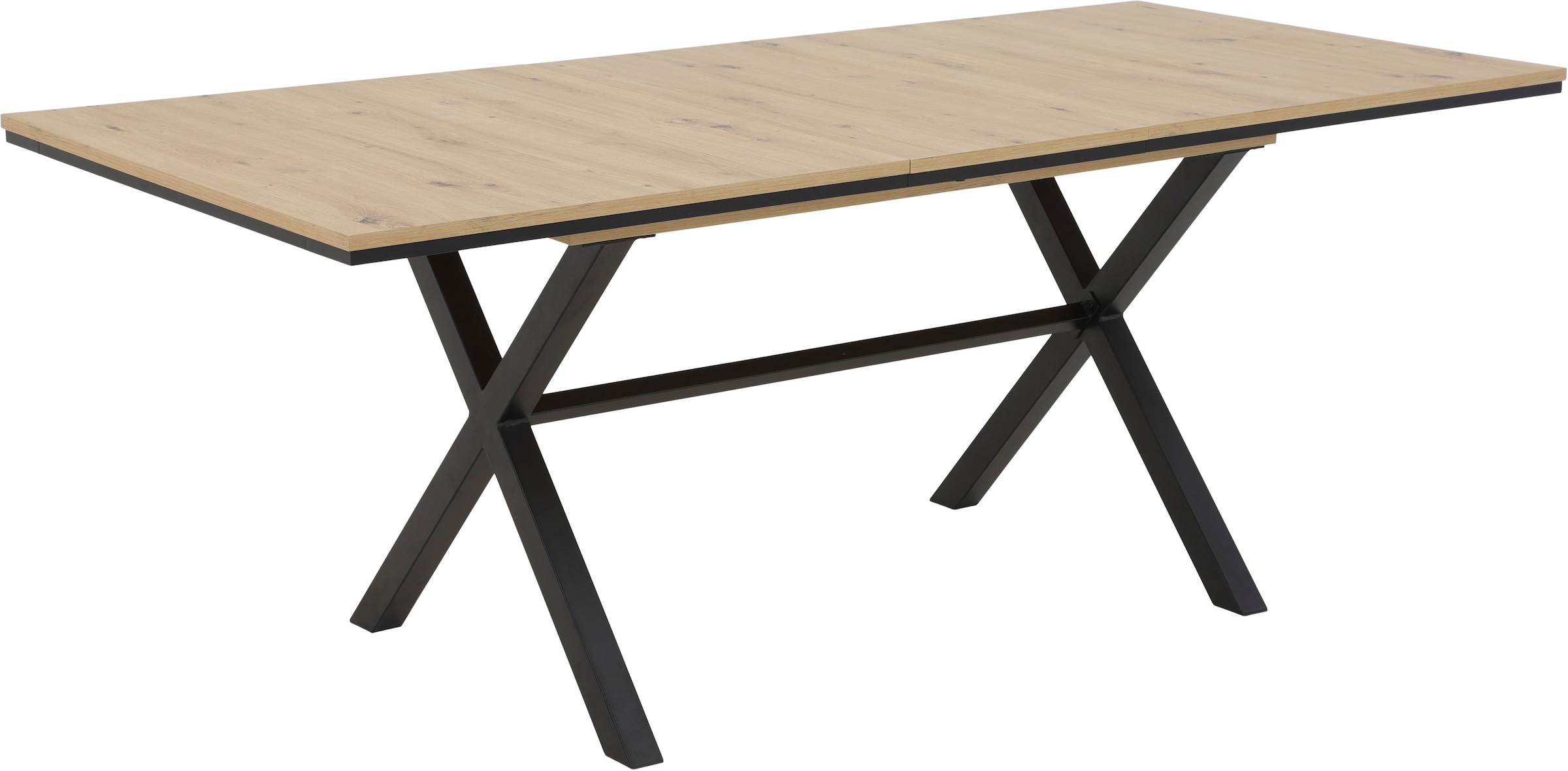 HELA Essgruppe »SAAR« 6 Stk. tlg. Tisch 160-200x90 cm, Einlegeplatte, X-Gestell, Stuhl 360° drehbar