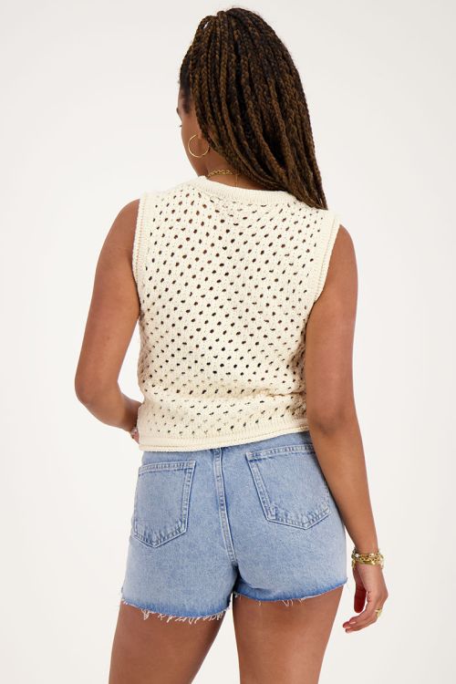 Beige open gebreide spencer
