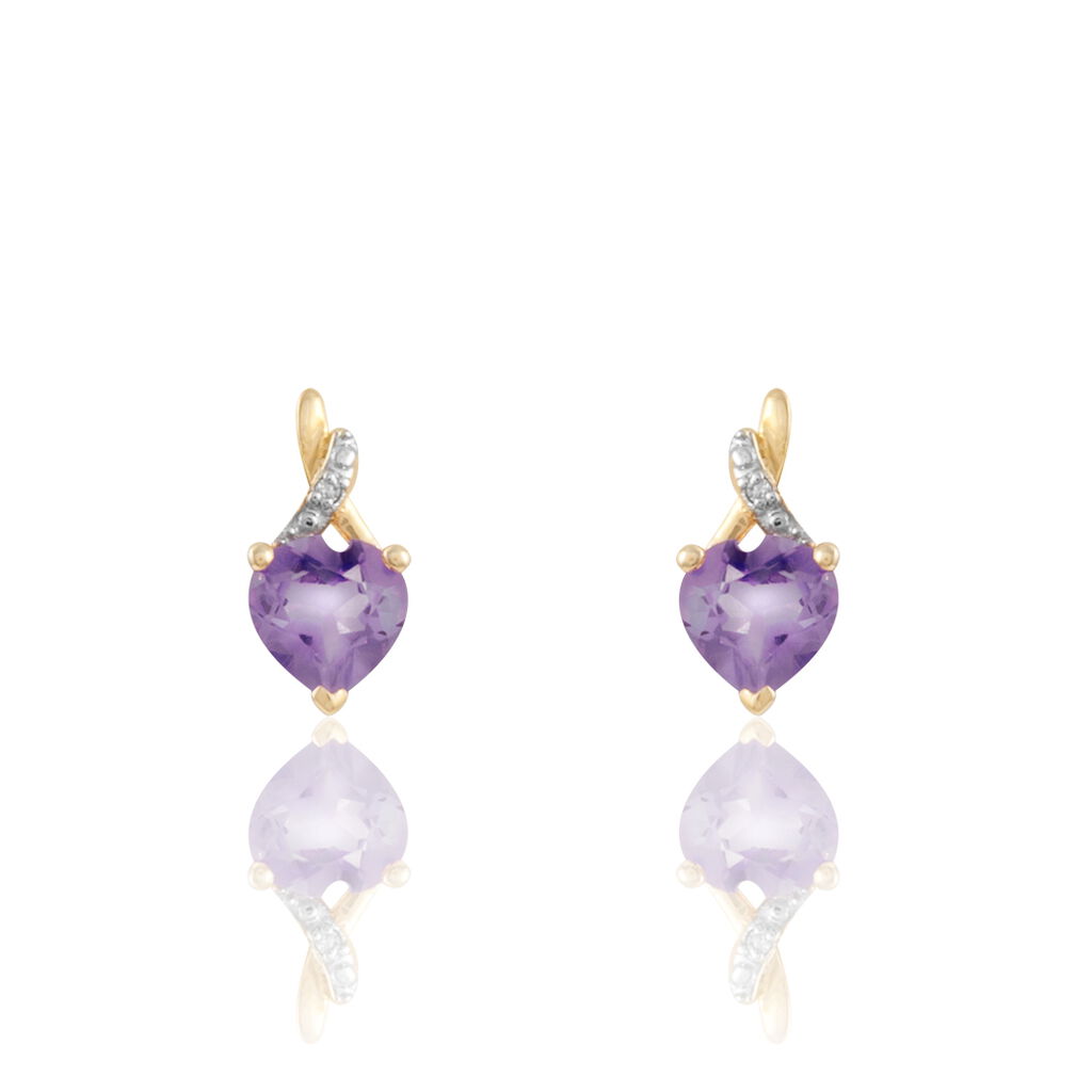Boucles D'oreilles Or Jaune Clothilde Amethystes Oxydes
