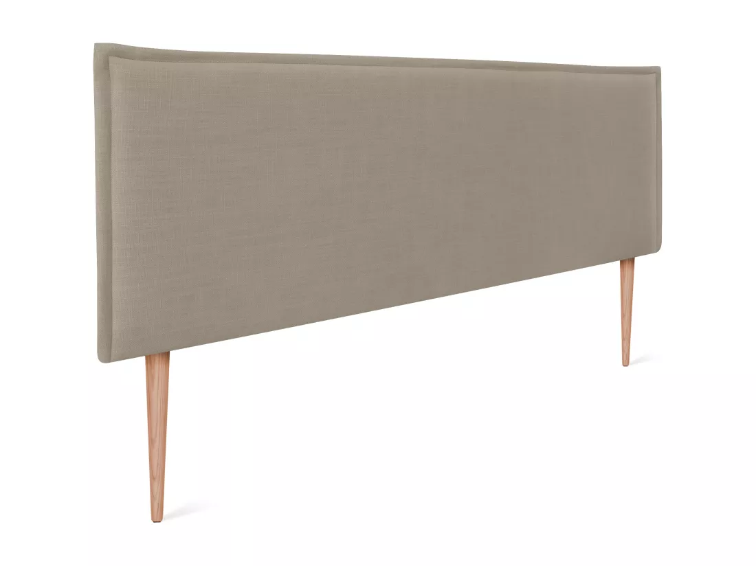 DHOME Tête de lit en lin naturel lisse avec garniture 160x105cm avec pieds Lits 150/160 - Terre