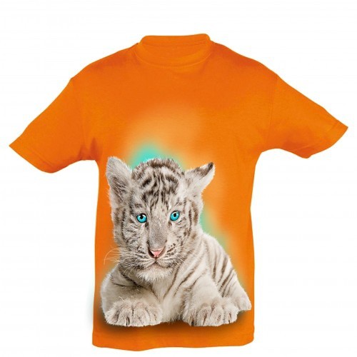 Camiseta infantil White Tiger Baby Boy na cor laranja.