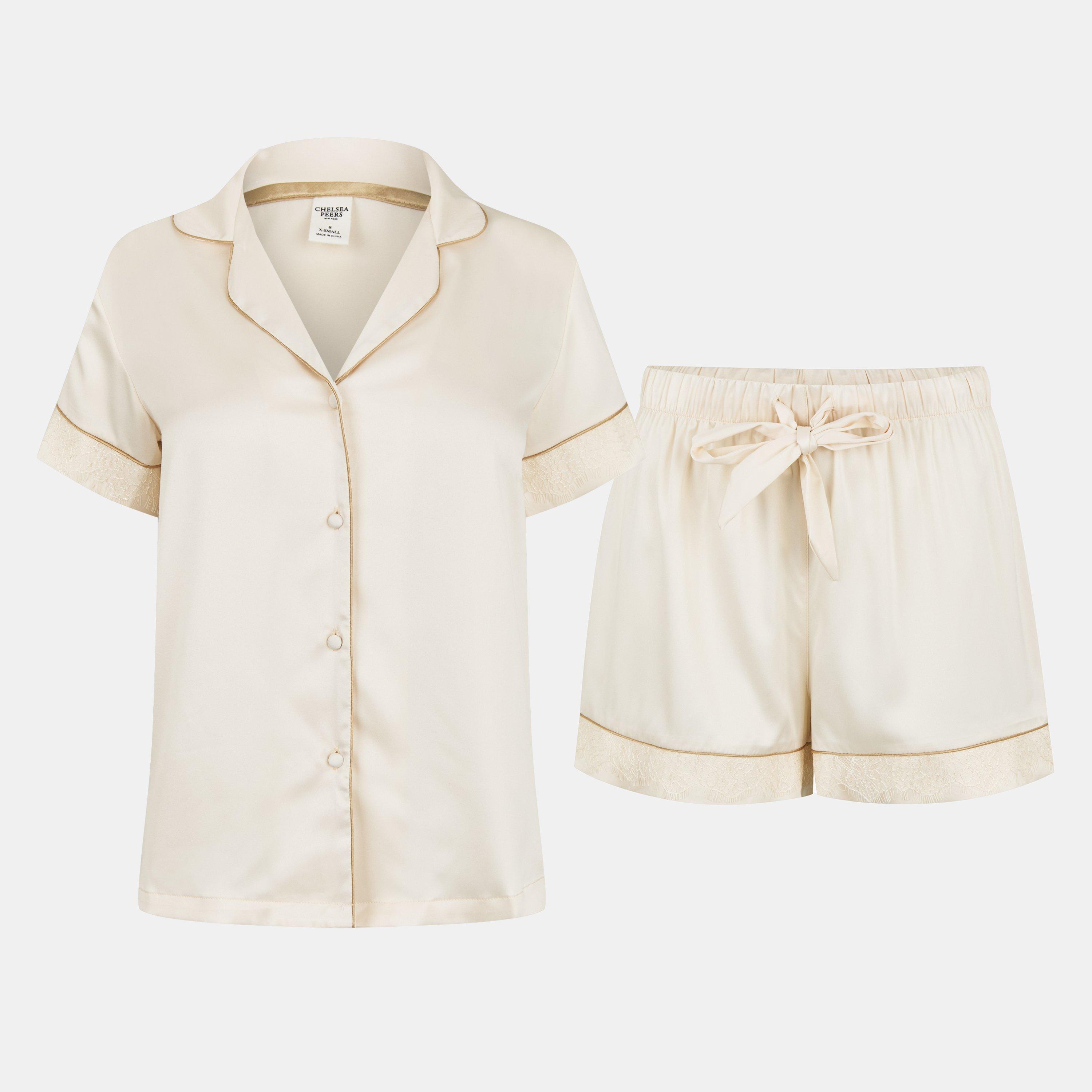 Chelsea Peers Satin Lace Short Sleeve Pyjama Set