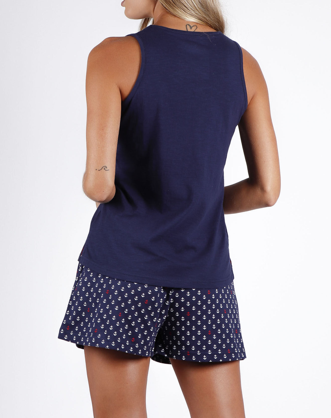 Admas Pyjama Débardeur & Short Nérine bleu marine