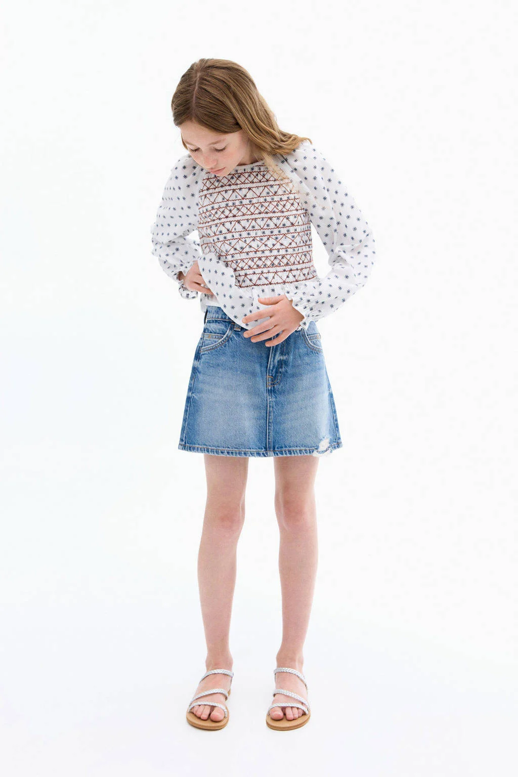 Mango Kids denim spijkerrok medium blue denim