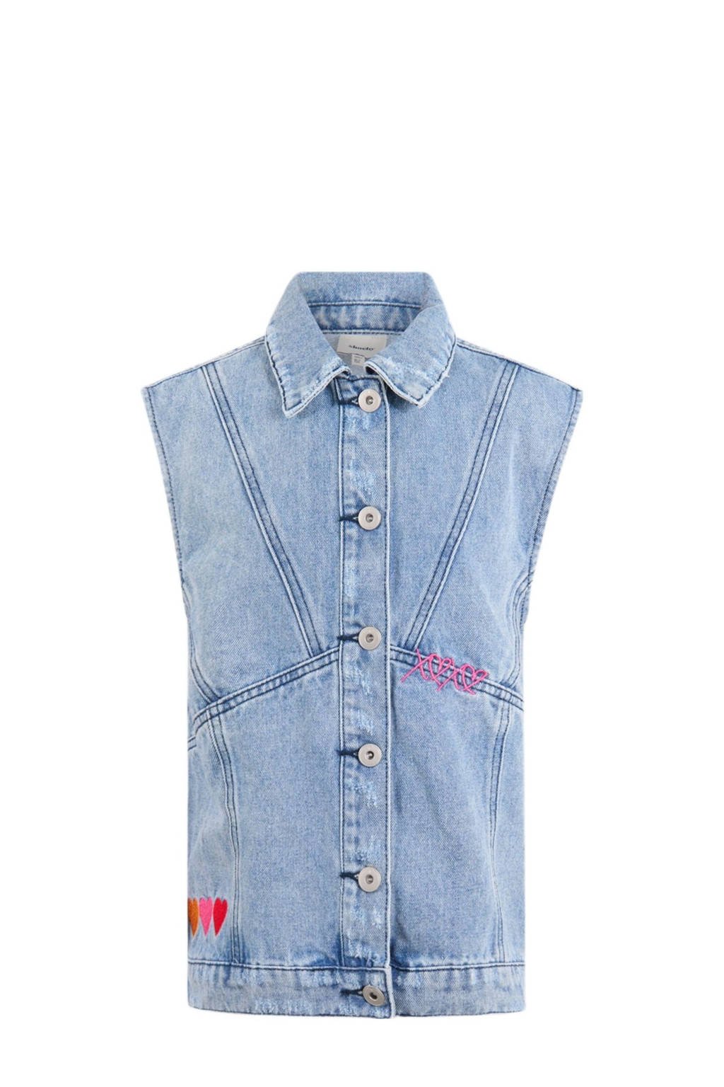 Shoeby denim artwork gilet blauw