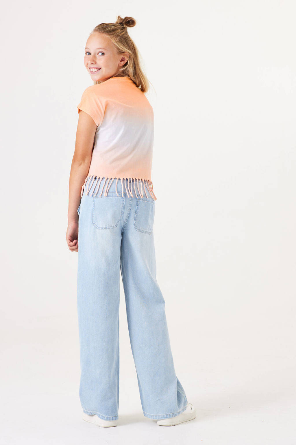 Garcia dip-dye T-shirt oranje/lichtblauw