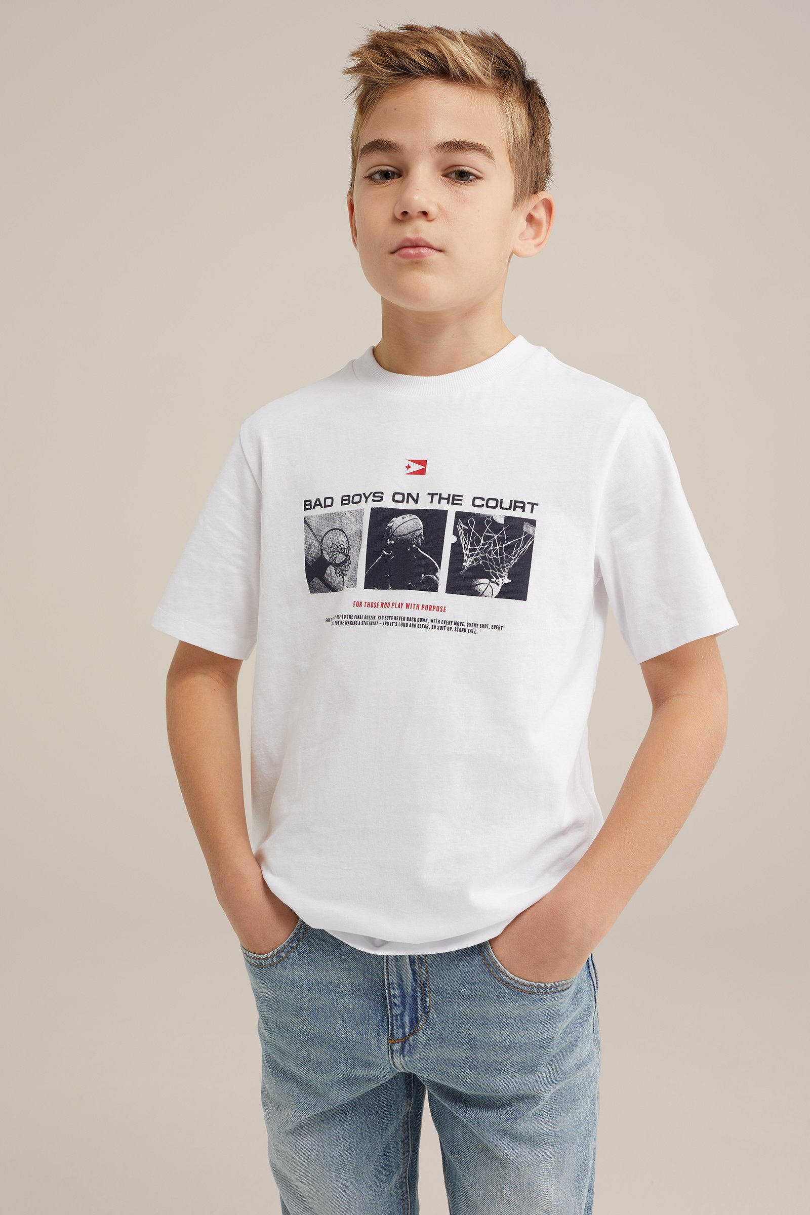 Jongens T-shirt met opdruk WE Fashion Wit