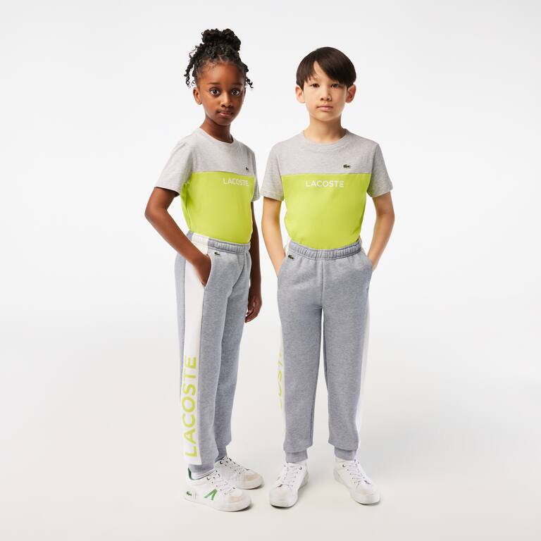 Pantalon de survêtement enfant Lacoste en coton biologique et polyester recyclé Pantalons & Shorts - Gris - Lacoste - Enfant