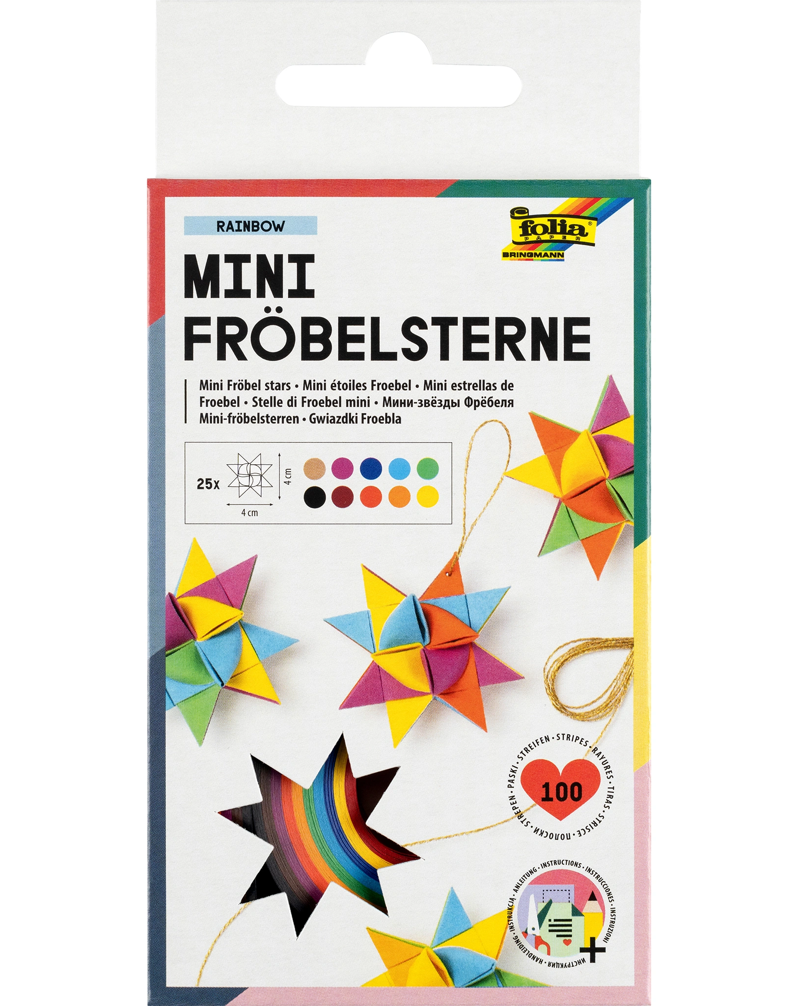 Bastelset MINI-FRÖBELSTERNE - RAINBOW 100-teilig