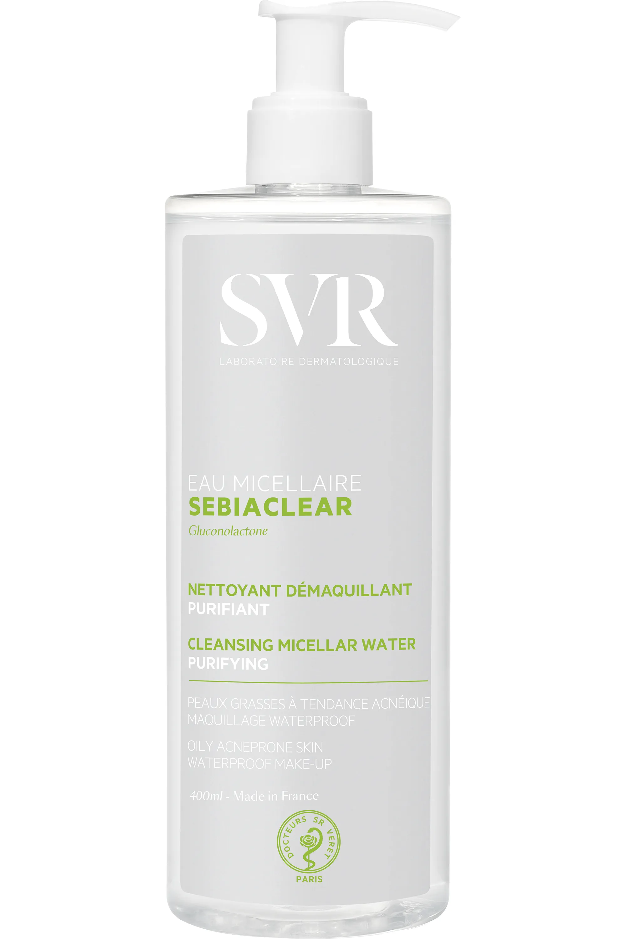 SVR Eau micellaire purifiante et matifiante rechargeable Sebiaclear-400 ml