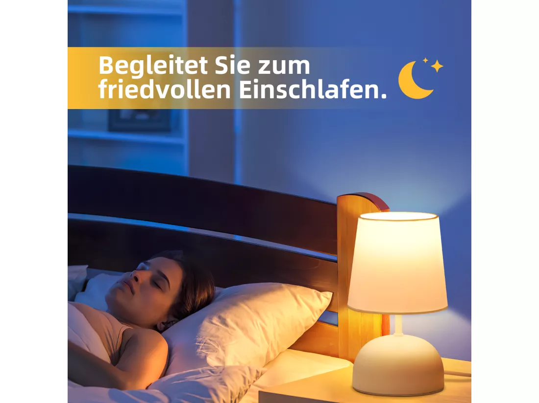 NETTLIFE Lampe de chevet Lot de 2 lampes de table avec câble Blanc Tissu Lampe de nuit Moderne Chambre à coucher Design